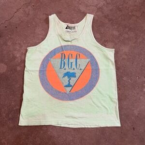 Vintage 1990 Bodywear Tank Top Mens Big Green BGC Graphic Made in USA